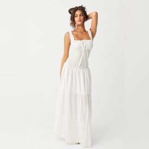Frankie's Bikinis White Christabelle Ruffle Maxi Dress